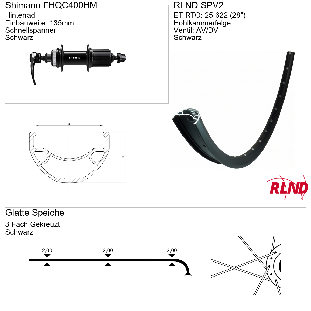 Hinterrad 28" RLND SPV2 Shimano FHQC400HM