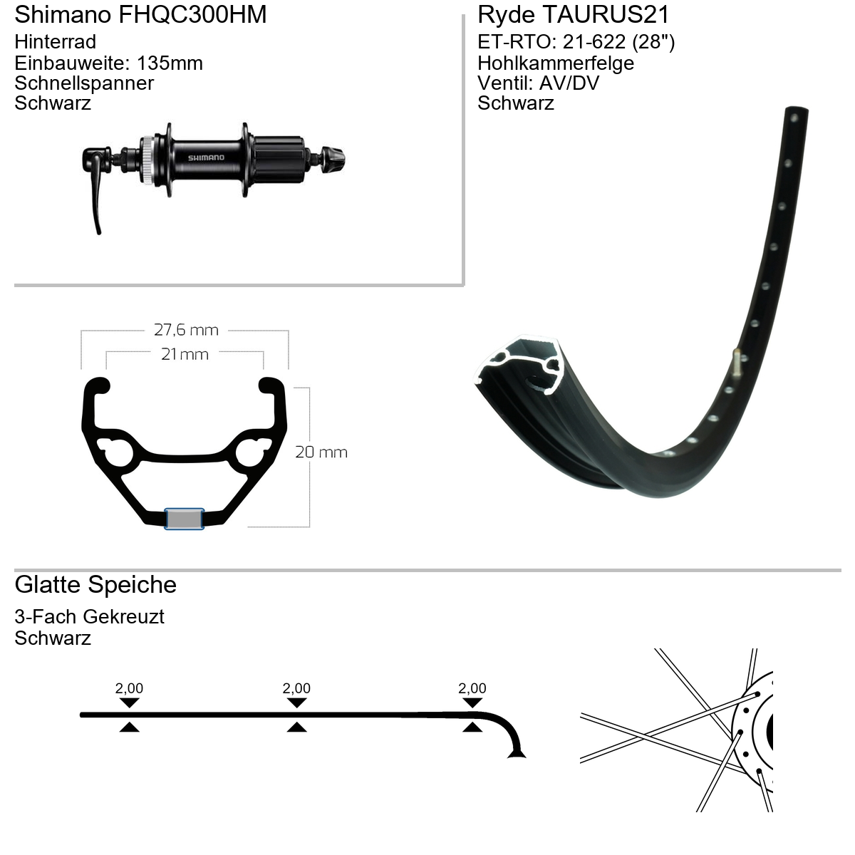 HR 28"21-622 RYDE TAURUS21 ALU SW DISC SE 36L NA QR SHIM FHQC300 SW SP NIRO 2,00 SW NI SI
