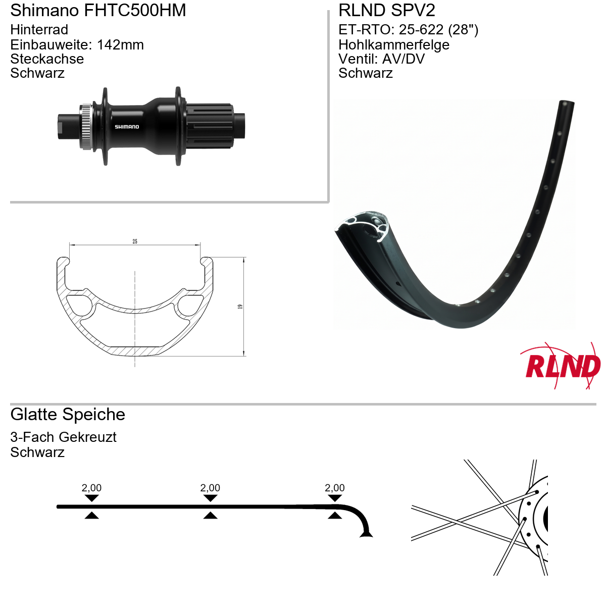 Hinterrad 28" RLND SPV2 Shimano FHTC500HM
