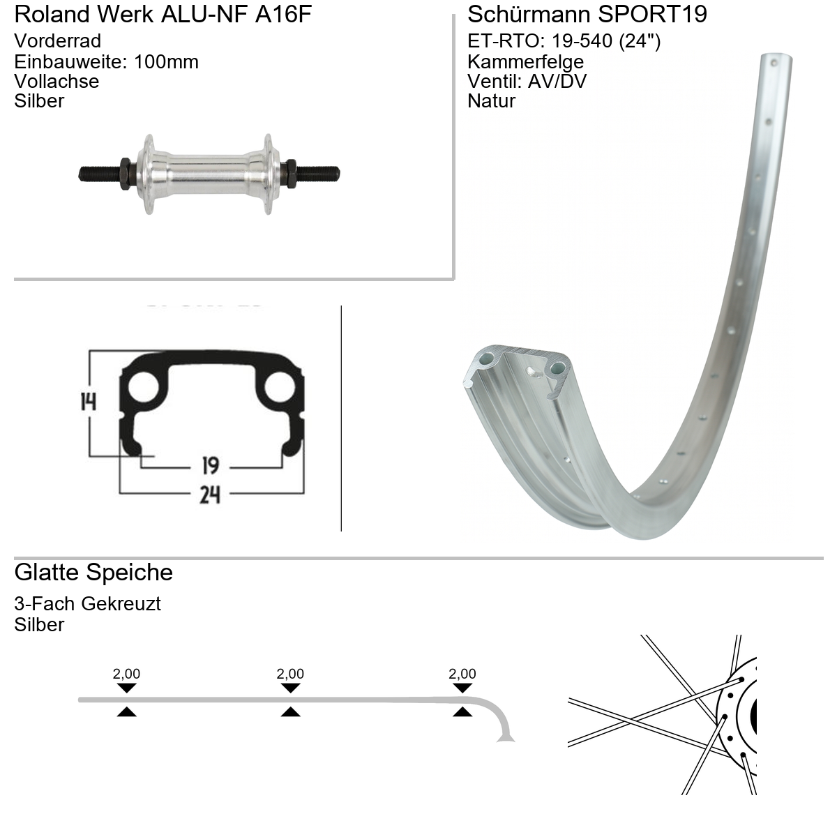 Vorderrad 24" Schürmann Sport19 Alu-NF