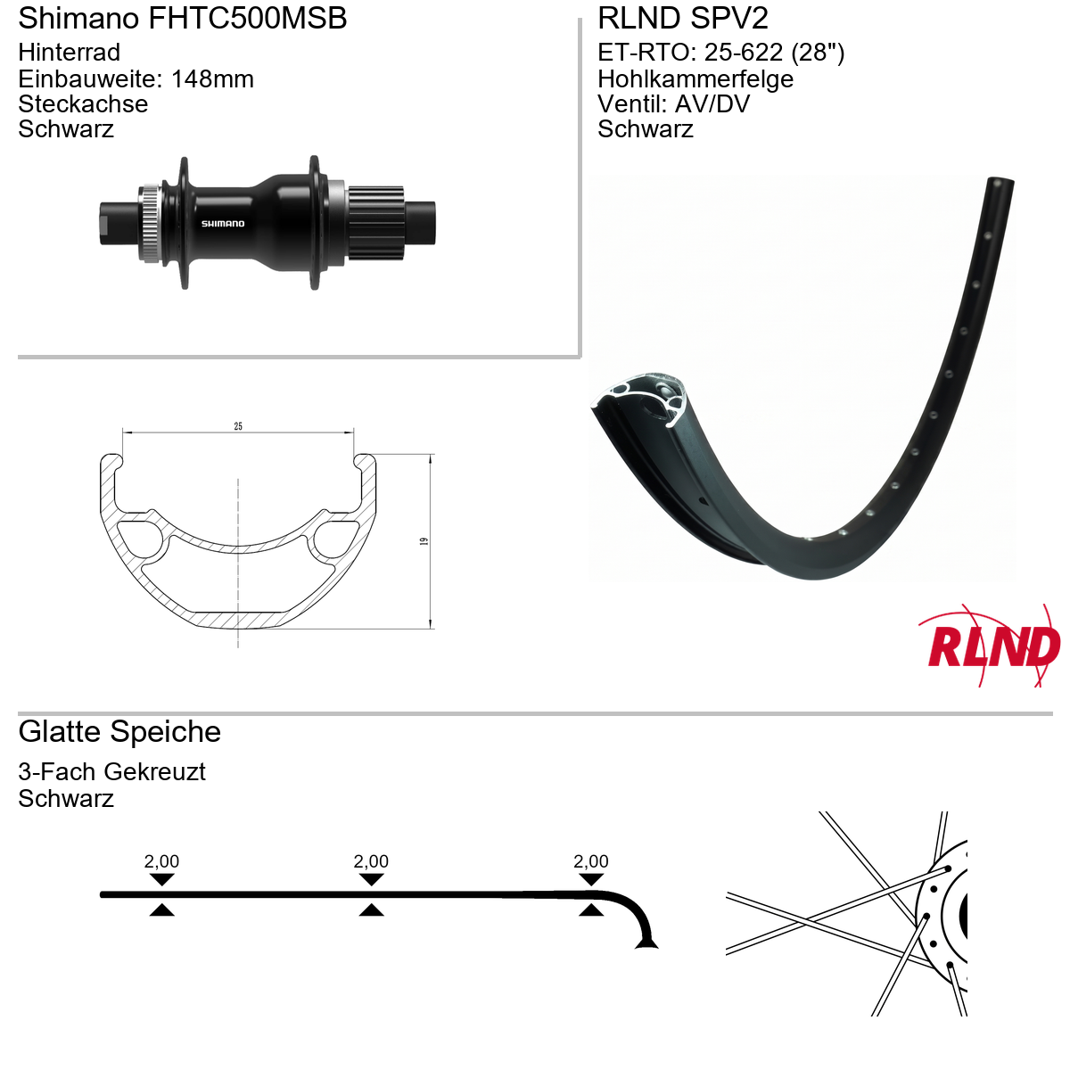 Hinterrad 28" RLND SPV2 Shimano FHTC500MS