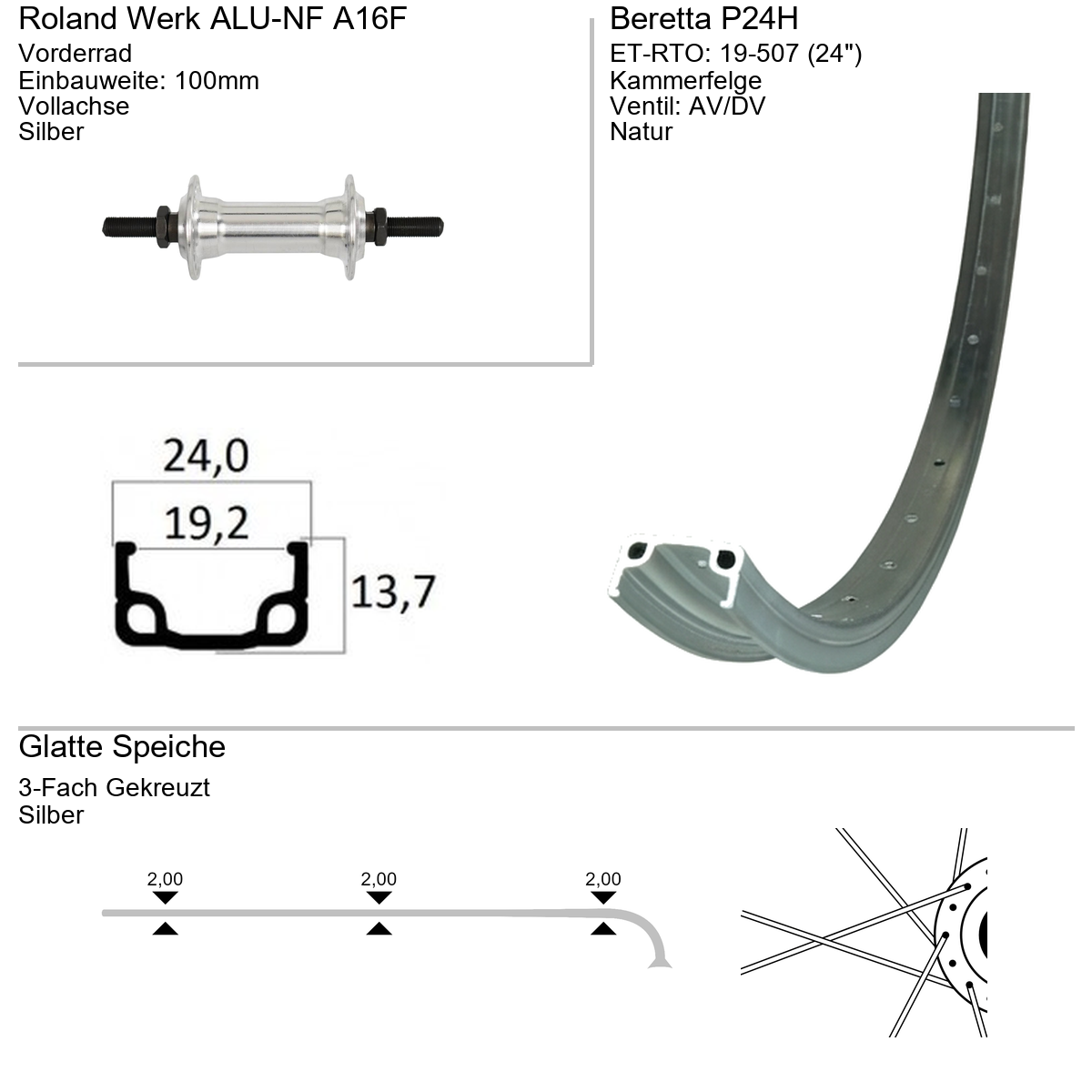 Vorderrad 24" Standard P24H Alu-NF