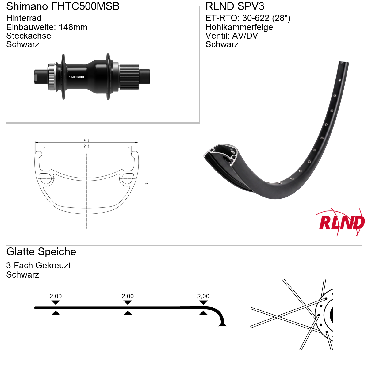 Hinterrad 28" RLND SPV3 Shimano FHTC500MS