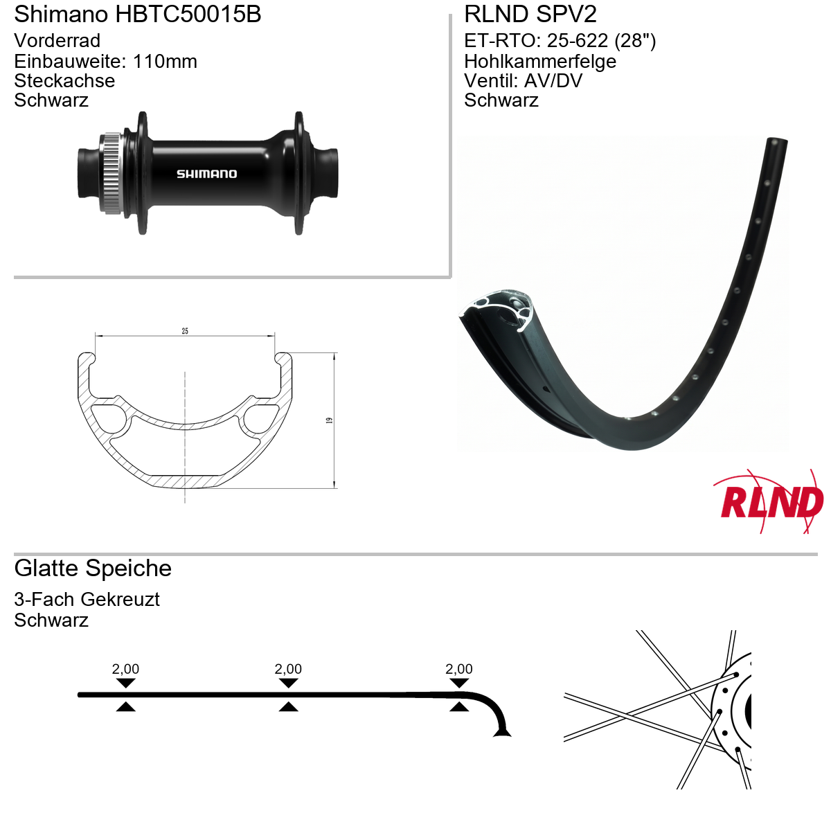 Vorderrad 28" RLND SPV2 Shimano HBTC50015B